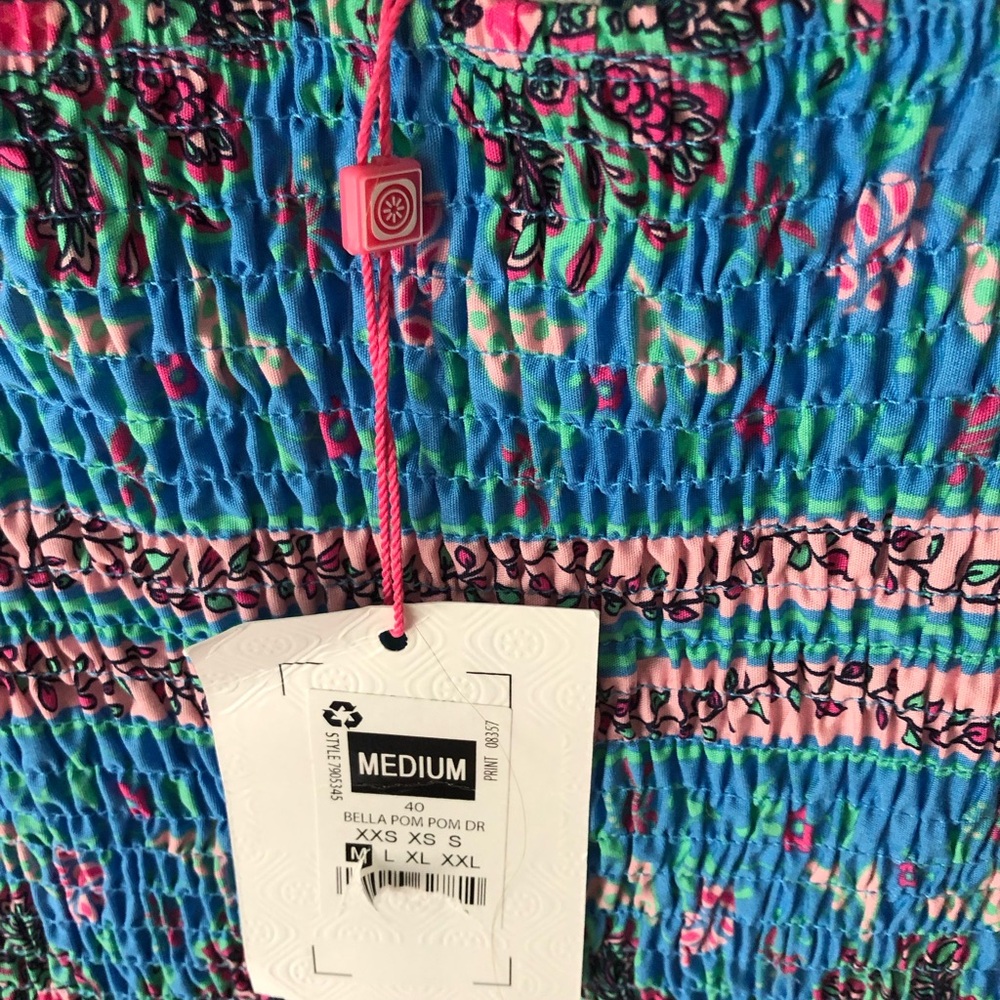 Blue Floral Smocked Midi Dress - Picture 2 of 5
